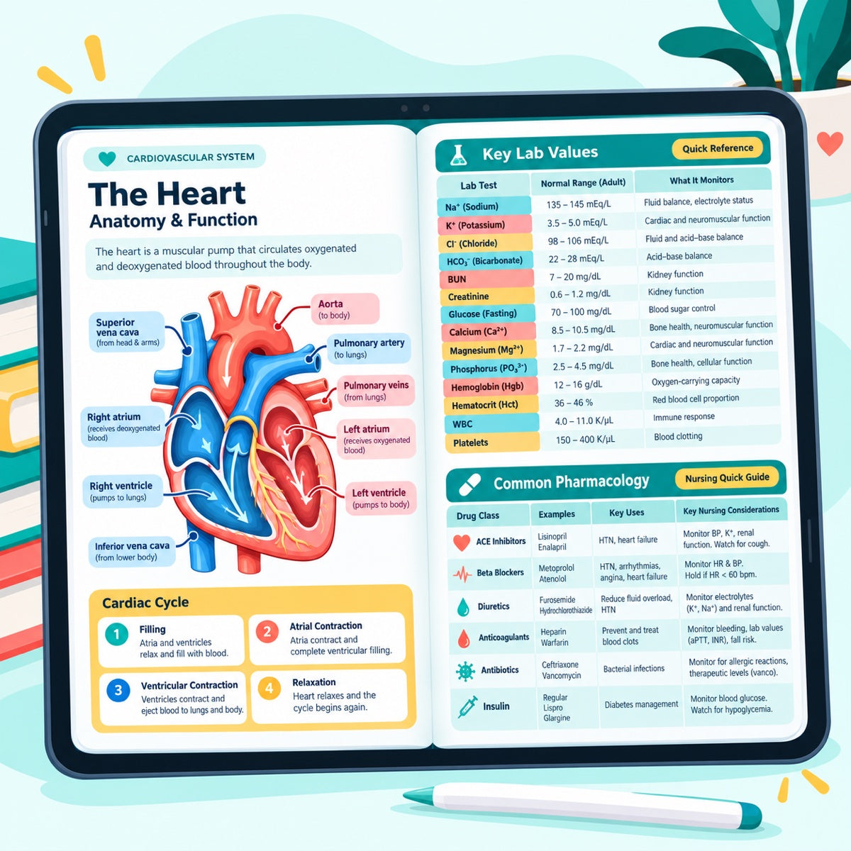 Full-color charts and tables inside