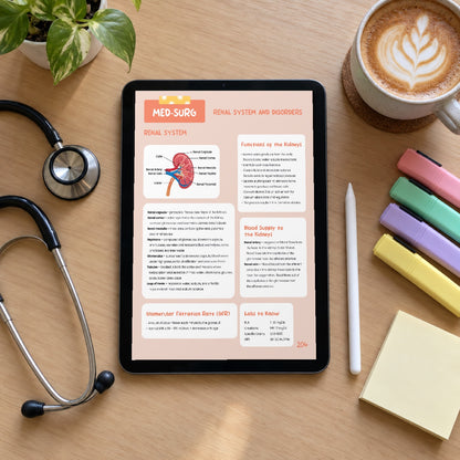 Real renal system page on iPad - study anywhere